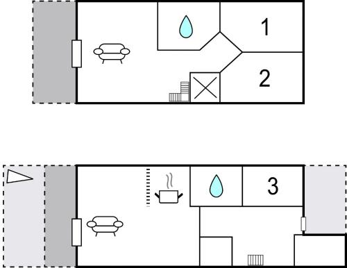 a schematic diagram of a house with two diagrams at Three-Bedroom Holiday Home In Romo in Kongsmark