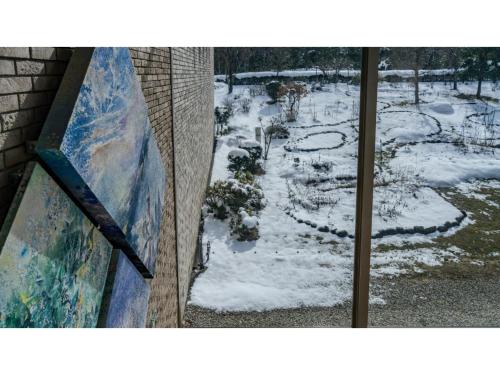 a view of a snow covered yard from a window at Ouka no sato La-Foret Shobara - Vacation STAY 35116v in Shōbara