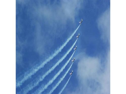 a group of planes flying in formation in the sky at Hotel Tetora Hachinohe - Vacation STAY 38102v in Hachinohe