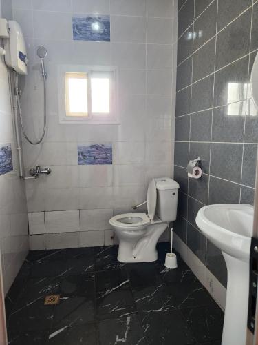 a bathroom with a toilet and a sink at Spacious and bright apartment in Yaoundé
