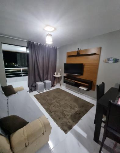 Χώρος καθιστικού στο Lindo apartamento vista mar na Praia do Futuro