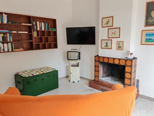 a living room with a tv and a fireplace at Le Giramondo Appartamento Le Cavallerizze in Caserta