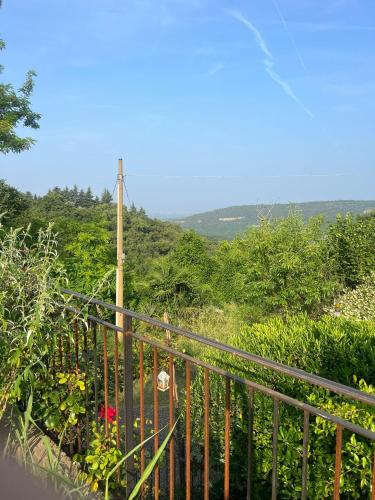a balcony with a fence and flowers on a hill at Agriturismo alle Torricelle in Verona