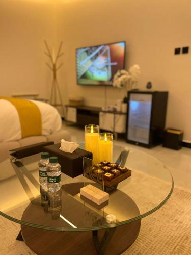 TV a/nebo společenská místnost v ubytování استديو انيق وهادئ دخول ذكي بالملقا 1001