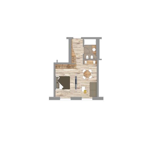 a floor plan of a small house illustration at The Post Apartments in Dobbiaco