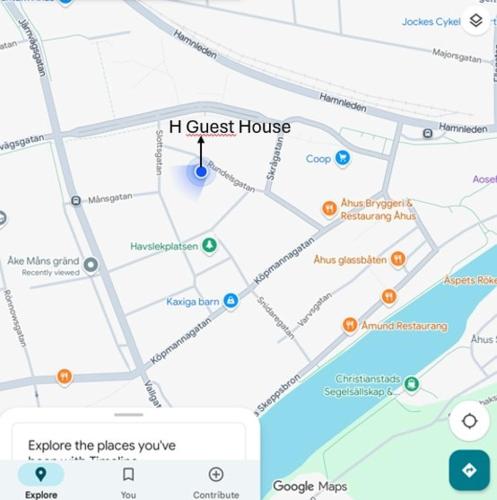 a map of a guest house at Central Åhus H Guest House in Åhus