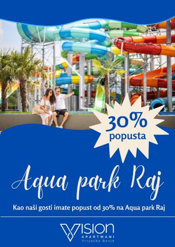 a flyer for a water park with a slide at Vision apartmani Vrnjačka Banja in Vrnjačka Banja
