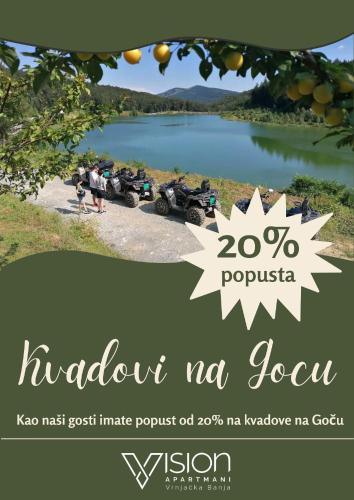 two pictures of a lake with two motorcycles parked at Vision apartmani Goč in Goč