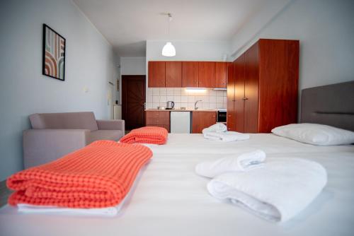 Letto o letti in una camera di Theros Apartment Preveza