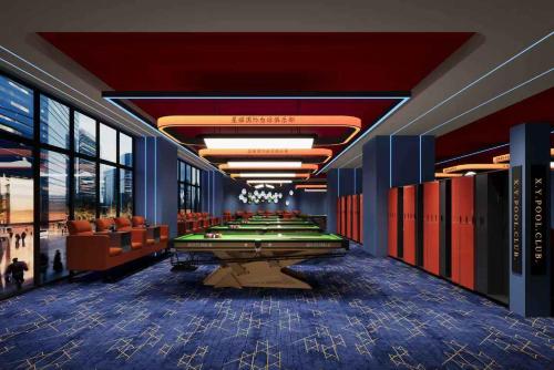 a lobby with a poker table in a casino at M Panda Tower Boutique Chengdu in Chengdu