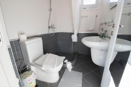 a bathroom with a white toilet and a sink at Студия в жилом комплексе Caesar Beach D1 Flat10 in Boğaz