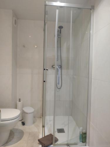 a shower stall in a bathroom with a toilet at Passeig De Gràcia Luxury in Barcelona