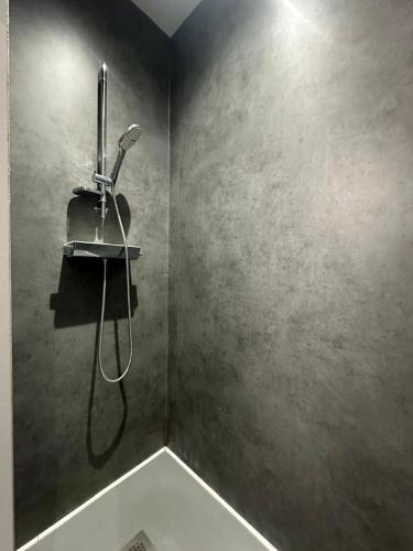 La salle de bains est pourvue d'une douche et d'un tuyau. dans l'établissement Refuge du Dolaizon, au Puy-en-Velay