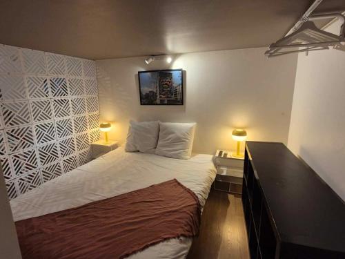 - une chambre avec un grand lit escamotable dans l'établissement The Artist - Hypercentre, à Grenoble