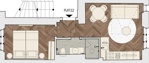 a drawing of a floor plan of a house at Six Residences Prague in Prague