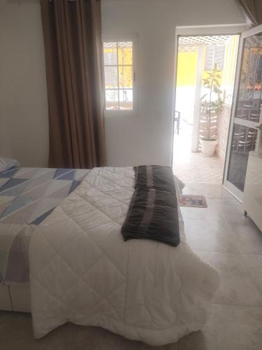 a bedroom with a bed with a pillow on it at Alba 2 apartamento y Alba 3 habitación con baño in Puerto del Rosario