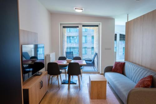 Χώρος καθιστικού στο Apartmán Vilda