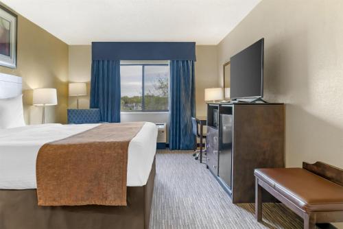 a hotel room with a bed and a television at Best Western Port Huron Blue Water Bridge in Port Huron