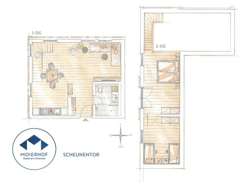 a drawing of a floor plan of a house at Moierhof in Gstadt am Chiemsee