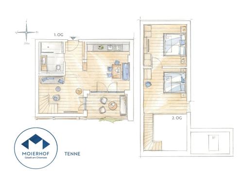a drawing of a floor plan of a house at Moierhof in Gstadt am Chiemsee