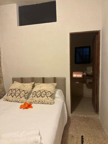 a bedroom with a bed and a tv on the wall at Airam, Holistic Boutique Hotel in Tequesquitengo