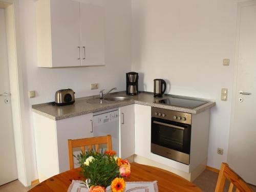 Η κουζίνα ή μικρή κουζίνα στο Cosy Apartment in Weißig with Garden