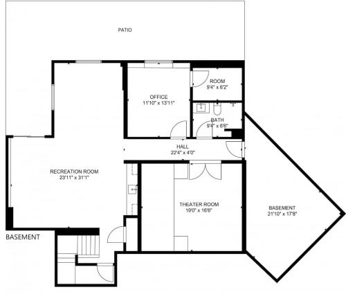 a black and white floor plan of a house at Luxe 5BR with Home Theater, Pool Table and Firepit in Stoney Knob