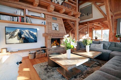 Χώρος καθιστικού στο Superbe Chalet 250m2 Luxe Vue panoramique