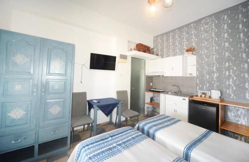 Kuchyň nebo kuchyňský kout v ubytování Panorama Studios & Apartments