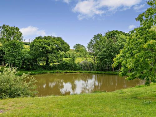 a pond in the middle of a field with trees at 3 Bed in Crediton WAIE4 in Zeal Monachorum