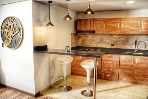 Kuchyň nebo kuchyňský kout v ubytování Cabañas el encanto hotel boutique