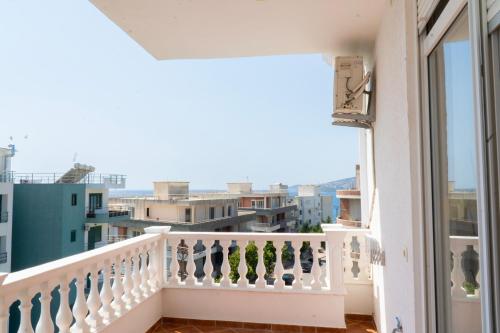a balcony with a view of the city at Parid Appartments in Sarandë