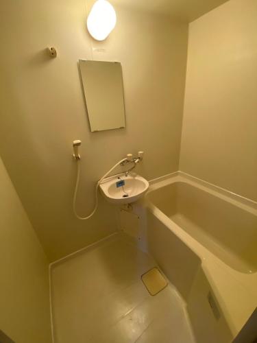 a bathroom with a sink and a bath tub at 02武蔵砂川駅徒歩3分長期滞在も可能な2dk in Tachikawa