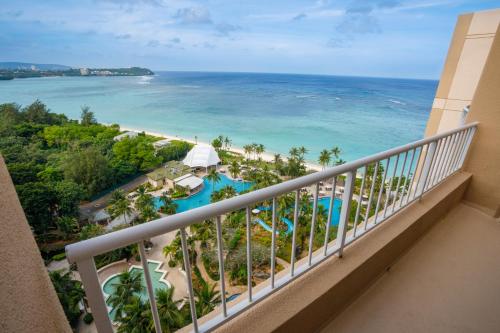 a view of the ocean from a balcony of a resort at Hyatt Regency Guam in Tumon