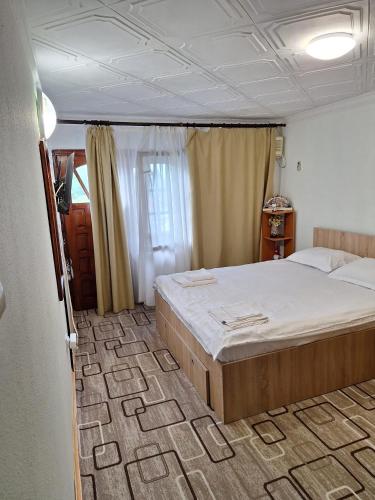 a bedroom with a large bed in a room at Clubul Veteranilor in Viforîta