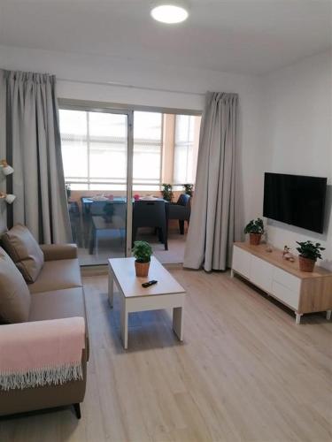 a living room with a couch and a tv at Resa Emperador Carlos V in Granada