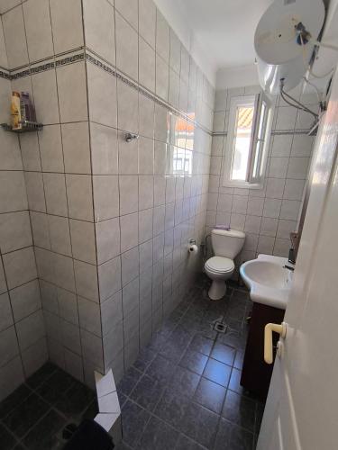 a bathroom with a toilet and a sink at Eleonara Nea Koutali in Néa Koútali