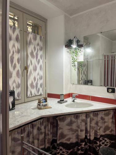 a bathroom with a sink and a mirror at Guest House Elisabeth in Pinerolo