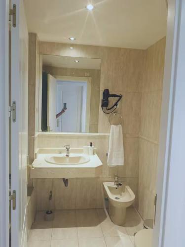a bathroom with a sink and a mirror at Wanda Deyanira, 114 in Madrid