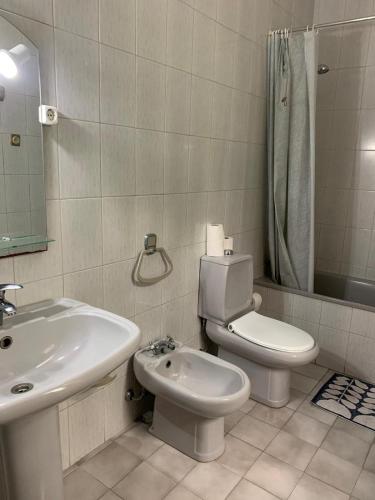 a bathroom with a toilet and a sink at Casa Augusta - QUINTA in Penafiel