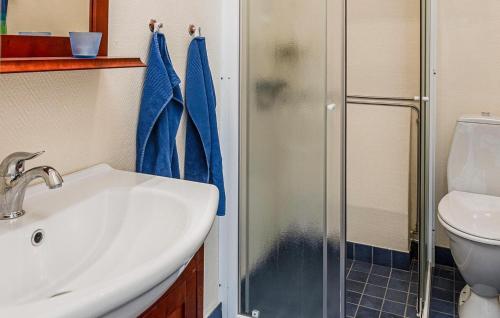 a bathroom with a sink and a shower at Nice Apartment In Mullsjö With Sauna in Mullsjö