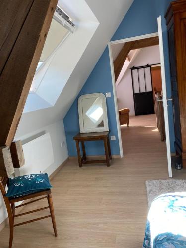 Cama o camas de una habitación en Gîte Gabrielle au cœur des Caps et Marais d'Opale