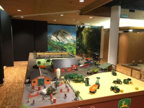 a model of a toy train set on a table at Large Apartment In The Vacation Center Whirlpool in Diemtigen