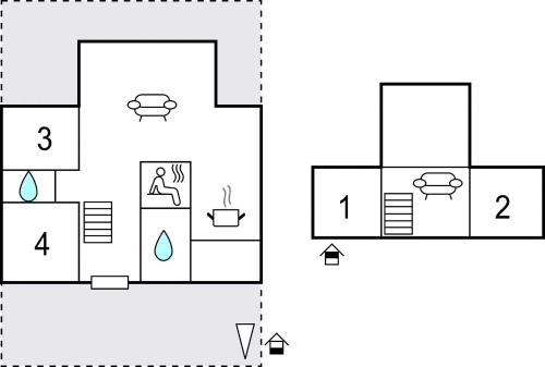 a block diagram of a bathroom with four floors at Beautiful Home In Risør With Kitchen in Risør