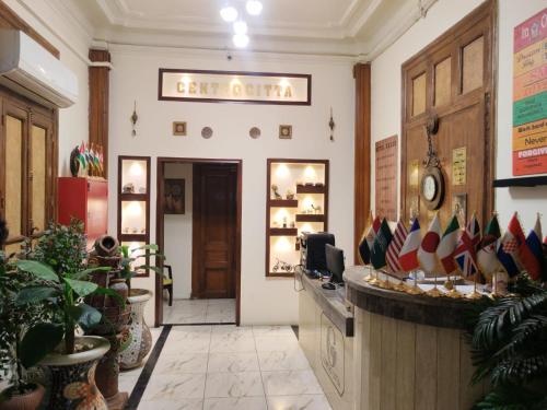 a store entrance with a counter in a store at Centro Citta Hotel in Cairo