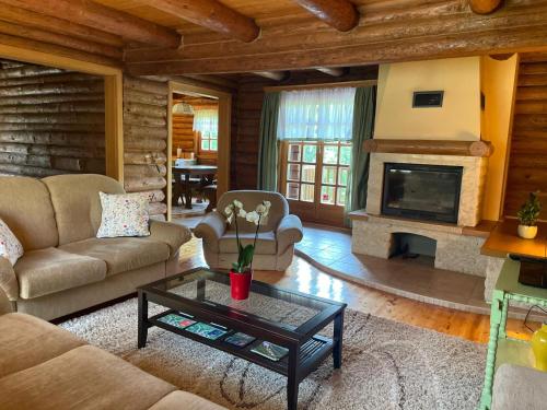 Ruang duduk di Pine River Dobrenica - Private 4000 m2 Riverside Estate