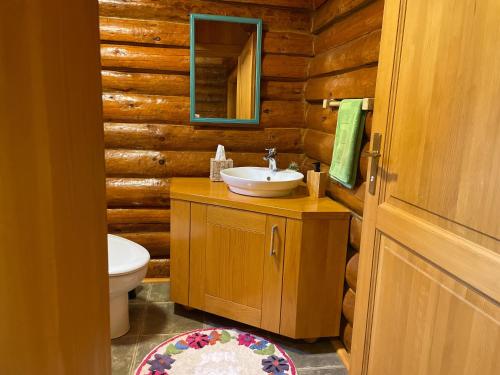Bilik mandi di Pine River Dobrenica - Private 4000 m2 Riverside Estate