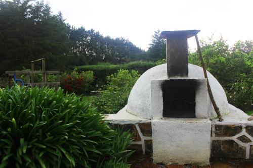 an outdoor oven in the middle of a garden at Villa del Lago in Pátzcuaro