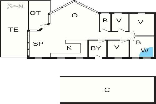 a schematic diagram of a house with the dimensions of the scale at 8 person holiday home in Spøttrup in Spottrup