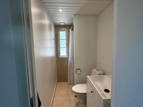 a bathroom with a white toilet and a sink at 6 person holiday home in Haderslev in Haderslev